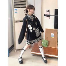 薄款 原版做工 刺绣+广州格子+校卡 纯棉华棉复合 卫衣女