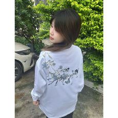 批发实价 #二本针线# 刺绣+内里铺布 19支220克纯棉 长袖T恤女