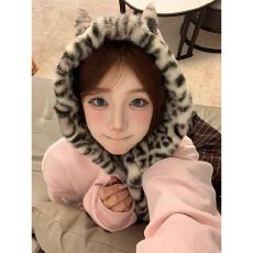 批发加绒 白金拉链 原版豹纹 内抽 秋冬<b class='q'>可爱</b>兔耳朵连帽卫衣女