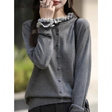 批发e秋装时尚花边针织开衫外套<b class='q'>女</b>春秋大码<b class='q'>女</b>装上衣秋冬<b class='q'>毛衣</b>