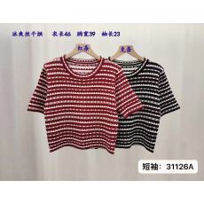 批发2026年春夏韩版季新款条纹设计修身圆领针织上衣短袖半身裙两件套