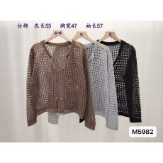 批发甜美风透视宽松镂空<b class='q'>针织</b>设计感长袖上衣女夏新款开叉防晒网格<b class='q'>罩衫</b>