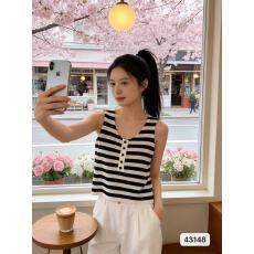 批发新款夏季韩式小众设计感条纹吊带背心修身显瘦百搭上衣女潮流