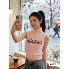 批发仿貂绒字母挂脖针织吊带背心女短款高腰显瘦内搭设计性感辣妹上衣