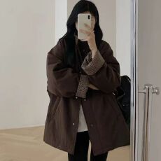 批发韩系轻薄加棉棉服2026秋冬季爆款立领休闲宽松加厚保暖<b class='q'>风衣</b>