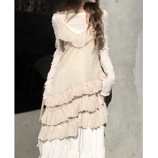 批发现一货   韩国chic不规则层次<b class='q'>荷叶边</b><b class='q'>连衣裙</b>新款内搭叠穿打底纱裙