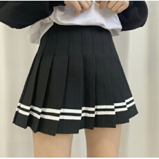 批发现一货   韩国chic高腰百褶裙彩<b class='q'>条纹</b><b class='q'>短裙</b>女夏a字显瘦学院风半身裙