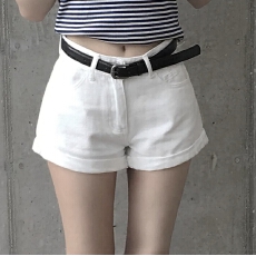 批发现一货   韩chic卷边<b class='q'>牛仔</b><b class='q'>短裤</b>女高腰显瘦夏新款a字宽松<b class='q'>短裤</b>配腰带