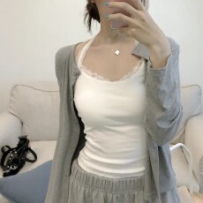 批发现一货   韩国chic<b class='q'>蕾丝</b>新款背心纯欲修身吊带打底上衣外穿带胸垫