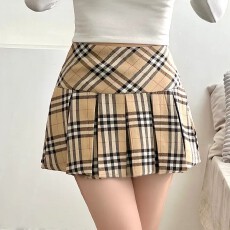 批发现一货   韩国chic学院格纹格子显瘦新款<b class='q'>百褶裙</b>防走光短裙<b class='q'>半身裙</b>