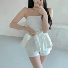 批发现一货   韩国chic抹胸设计感无肩带裹胸内搭背心短款外穿上衣女