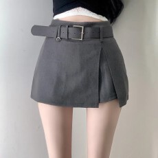 批发现一货   韩国chic夏季新款半身裙高腰a字裙显瘦<b class='q'>裤裙</b>开叉百搭<b class='q'>短</b>裙