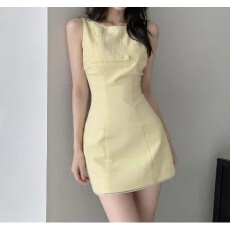 批发现一货   韩国chic蕾丝拼接背心<b class='q'>连衣裙</b>女收腰包臀裙子气质短裙