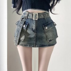 批发现大货   韩国chic复古辣妹<b class='q'>牛仔</b>半身裙夏季高腰显瘦a字包臀短裙