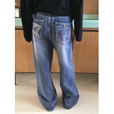 批发现一货 <b class='q'>韩国</b>chic刺绣贴布阔腿牛仔裤小众设计感<b class='q'>情侣</b><b class='q'>宽松</b>直筒裤子