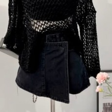 批发现一货 韩chic2026韩版百搭高腰包臀显瘦<b class='q'>牛仔</b>裤夏季短款A字裤裙
