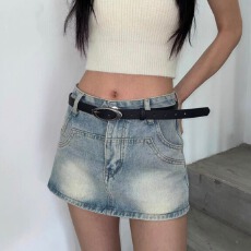 批发现一货  韩chic美式复古牛仔半身裙2026夏季<b class='q'>短</b>款显瘦辣妹风裙裤子