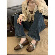 批发2025早秋新款韩版<b class='q'>简约</b>懒人一脚蹬分趾内增高软底单鞋