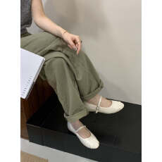 批发2025q秋季新款韩版褶皱一字扣带圆头软底舒适内增高单鞋