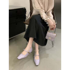 批发2026早春新款<b class='q'>韩版</b>简约金属扣方头软底舒适内增高单鞋