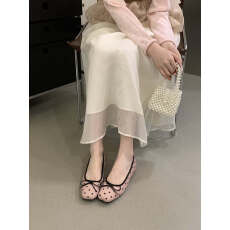 批发2026早春新款<b class='q'>韩版</b>简约蝴蝶结波点方头软底舒适内增高单鞋