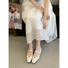 批发2026早<b class='q'>春</b>新款韩版金属扣一字扣带方头软底舒适内增高单鞋