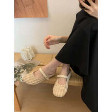 批发2026早<b class='q'>春</b>新款韩版编织圆头软底舒适包头内增高拖鞋