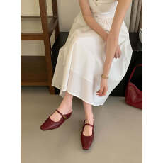 批发2026早春新款<b class='q'>韩版</b>简约金属扣方头软底包头内增高拖鞋