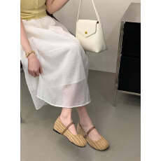 批发2026早春新款<b class='q'>韩版</b>编织一字带圆头软底舒适内增高单鞋