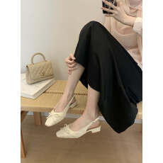 批发2026早春新款韩版蝴蝶结方头软底粗跟包头凉鞋