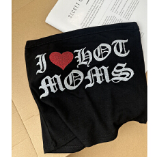 批发2025美式印花字母显瘦抹胸辣妹修身上衣