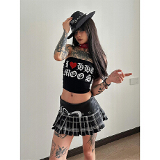 批发法式复古辣妹风字母印花吊带背心女夏季薄款修身显瘦百搭抹胸上衣