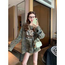 批发美式复古迷彩长袖女早秋新款字母印花圆领t恤<b class='q'>街头</b>风宽松情侣上衣