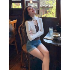 批发复古撞色拼接磨毛百搭<b class='q'>高领</b><b class='q'>打底衫</b>女内搭春夏季镂空假两件长袖上衣