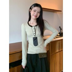 批发2026新款U领正肩内搭打底衫女春夏修身显瘦<b class='q'>百搭</b>设计感长袖t恤上衣