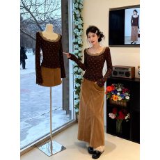 批发法式碎花蕾丝拼接长袖T恤女春季2026新款时尚打底衫修身气质上衣