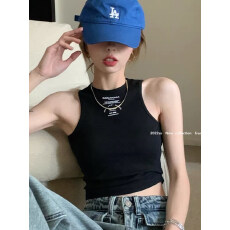 批发黑色小吊带<b class='q'>背心女</b>夏季外穿内搭打底修身工装运动削肩无袖<b class='q'>工字</b>上衣