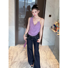 批发韩版纯欲辣妹风纯色休闲背心女装2026年夏季新款露肩<b class='q'>无袖</b>吊带上衣