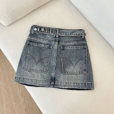 批发实拍设计感绑带牛仔短裙2026春夏高腰显瘦蓝色毛边<b class='q'>百搭</b>辣妹包臀裙