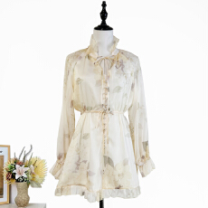 批发实拍时尚印花单排扣系带松紧腰荷叶边拼接夏季街拍风<b class='q'>连体裤</b>裙