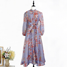 批发实拍英伦小众设计高级感重工钉钻时尚百搭复古印花<b class='q'>连衣裙</b>长两件套