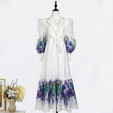 批发实拍轻奢巴洛克式优雅宫廷风长<b class='q'>裙</b><b class='q'>2026</b>春夏大翻领蕾丝边钉珠连衣<b class='q'>裙</b>