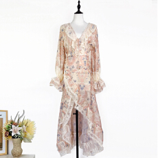 批发实拍轻奢高定2026度假新款长袖系带花边收腰衬衫上衣高腰半<b class='q'>裙</b>套装