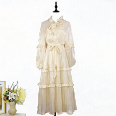 批发实拍欧美2026春夏新款纯色大裙摆珍珠<b class='q'>荷叶边</b>长款<b class='q'>连衣裙</b>优雅礼服裙