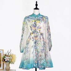 批发实拍<b class='q'>欧美</b>小众优雅女装两件套连衣<b class='q'>裙</b>立领定位印花单排扣伞<b class='q'>裙</b>短<b class='q'>裙</b>