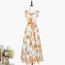 批发实拍澳洲2026度假风系带吊带裙修身显瘦束身大摆长裙连衣裙长