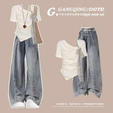 批发通勤穿搭韩风chic<b class='q'>职业</b>休闲<b class='q'>套装</b>2026超火夏季爆款两件套小个子衣服