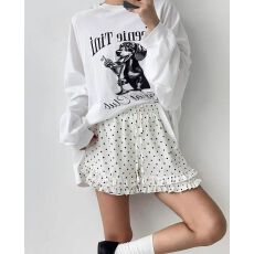 批发有内里欧韩夏抽绳系带波点荷叶边松紧腰休闲<b class='q'>可爱</b>短裤女