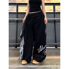 批发重磅320克纯棉复合火焰印花绑带弯刀卫裤<b class='q'>男</b>女爵士舞宽松阔腿<b class='q'>长裤</b>