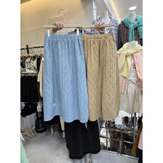 批发秋冬新款韩版宽松高腰橡筋设计通勤休闲百搭夹棉加厚半身裙
